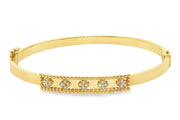 Yellow Gold Bangle with Round Brilliant Cut CZ