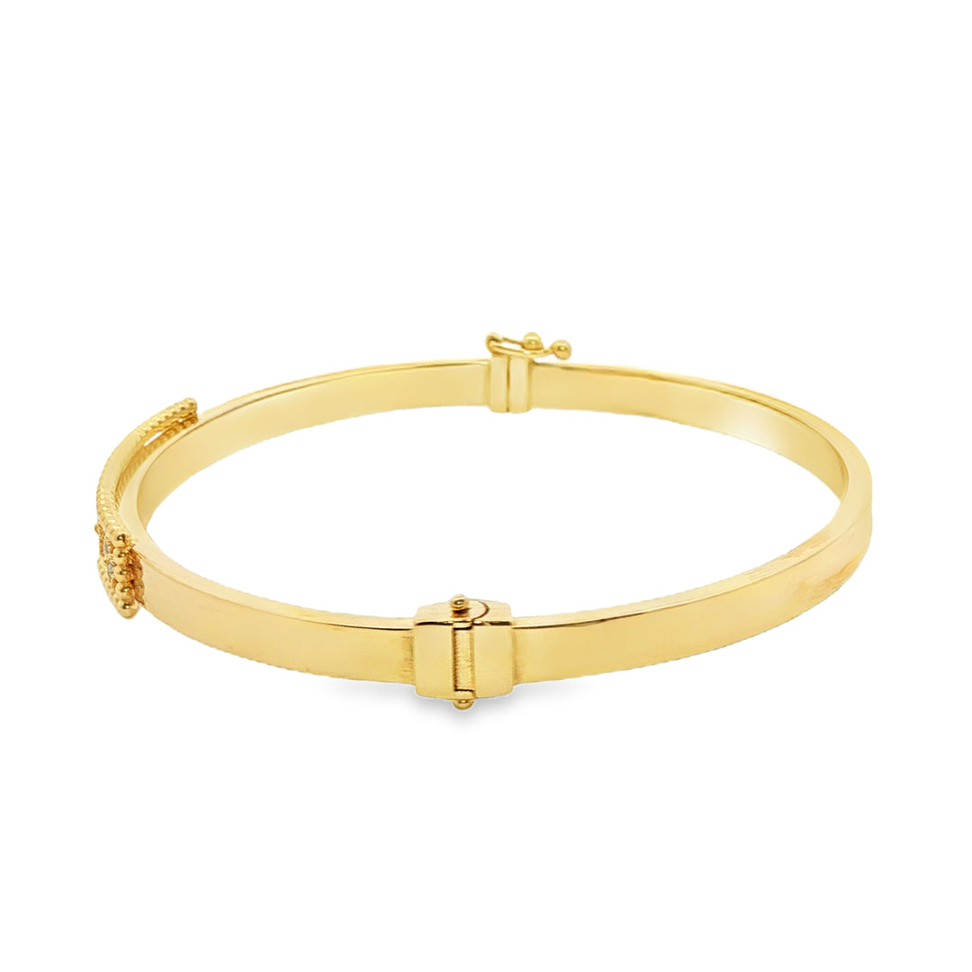 Yellow Gold Bangle with Round Brilliant Cut CZ