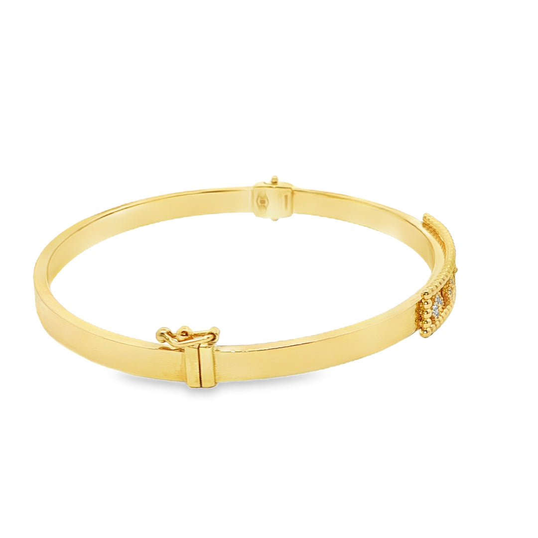Yellow Gold Bangle with Round Brilliant Cut CZ