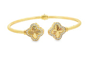 Yellow Gold Bangle with Round Cut Diamonds