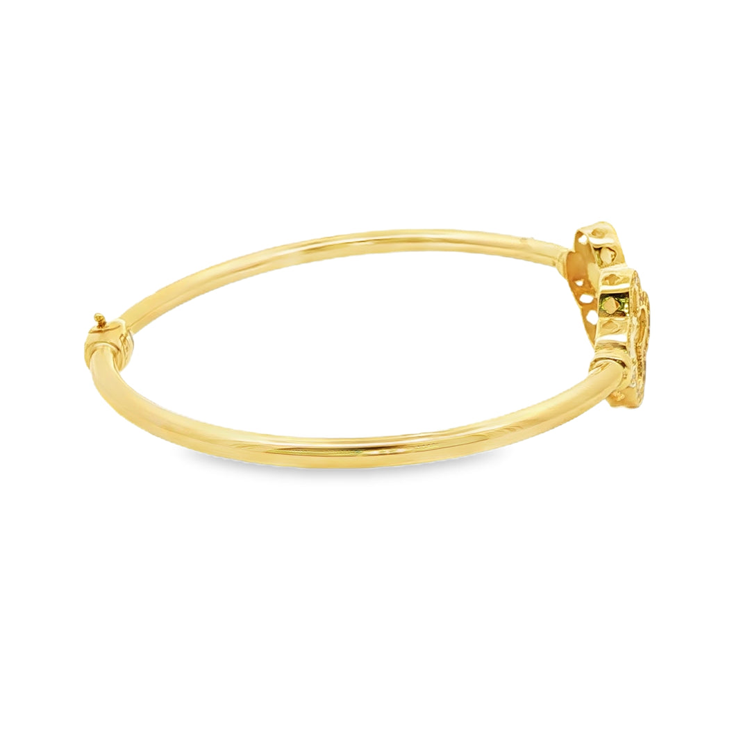 Yellow Gold Bangle with Round Cut Diamonds