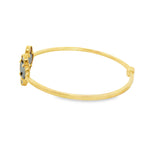 Load image into Gallery viewer, Yellow Gold Bangle with Onyx Clover Accents
