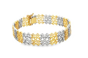 Two-Tone Geometric Link Chain Bracelet in Yellow Gold