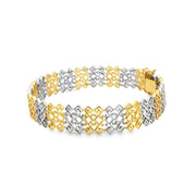 Two-Tone Geometric Link Chain Bracelet in Yellow Gold