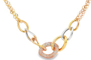 Tri-Gold Necklace with Round Cut CZ