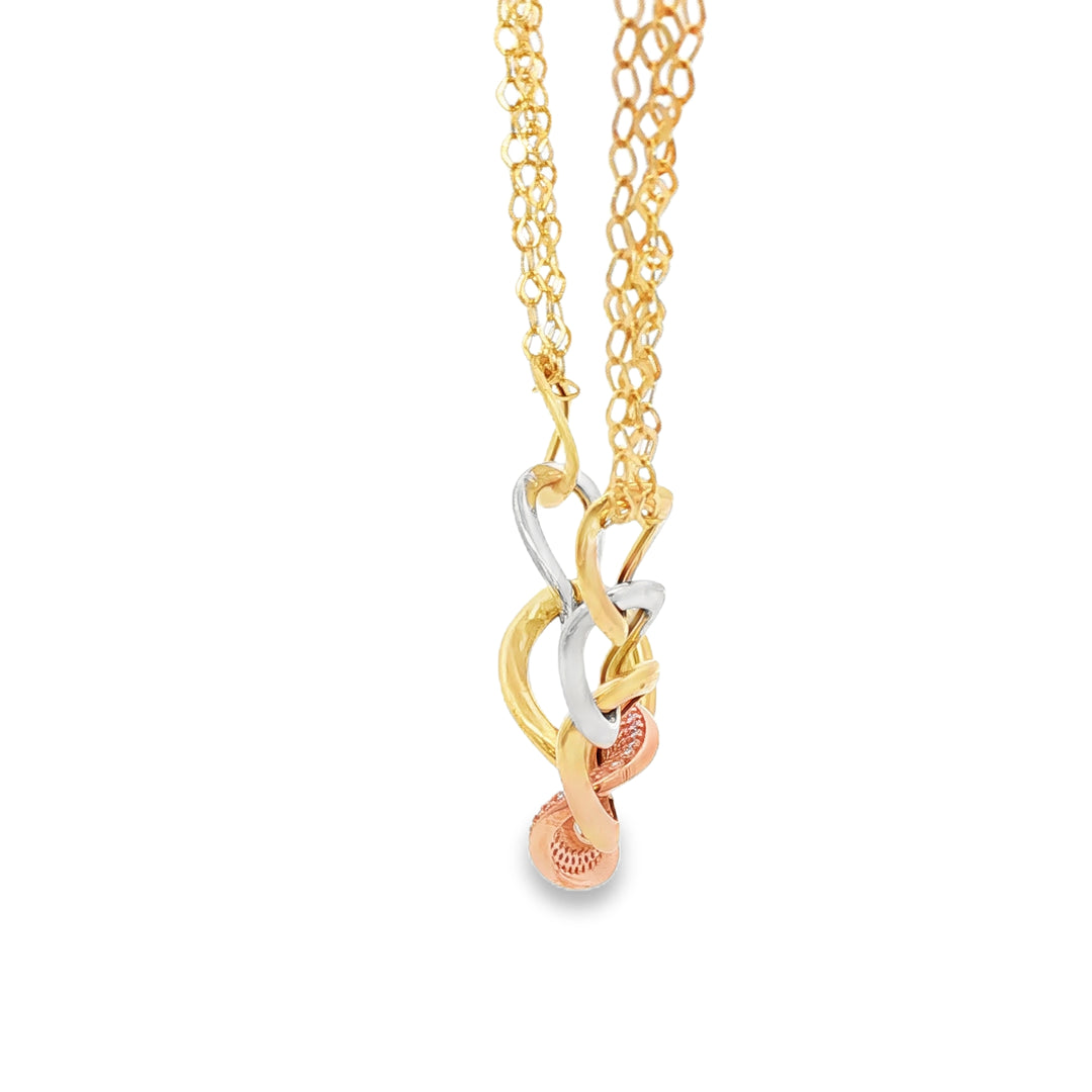 Tri-Gold Necklace with Round Cut CZ