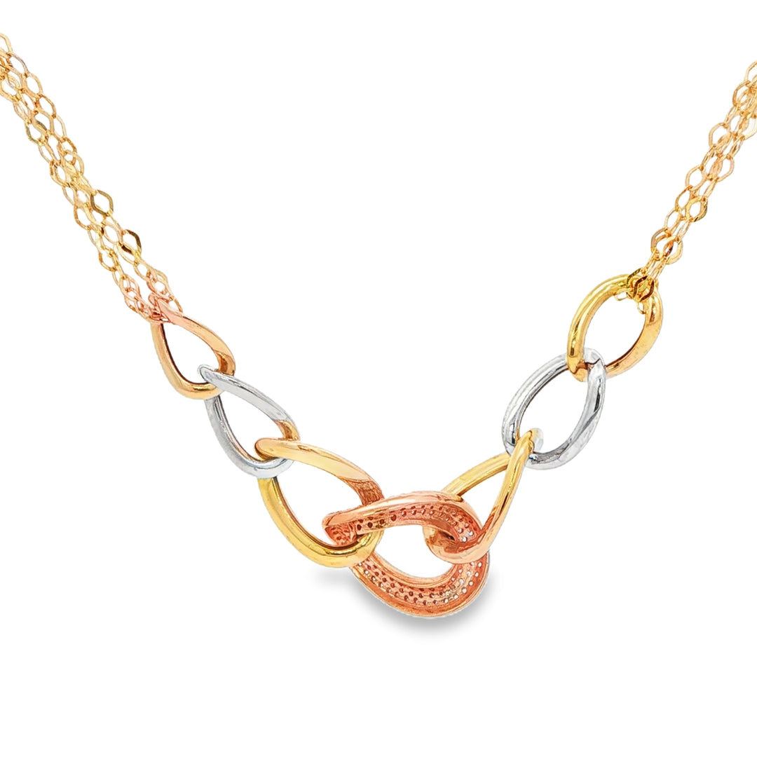 Tri-Gold Necklace with Round Cut CZ