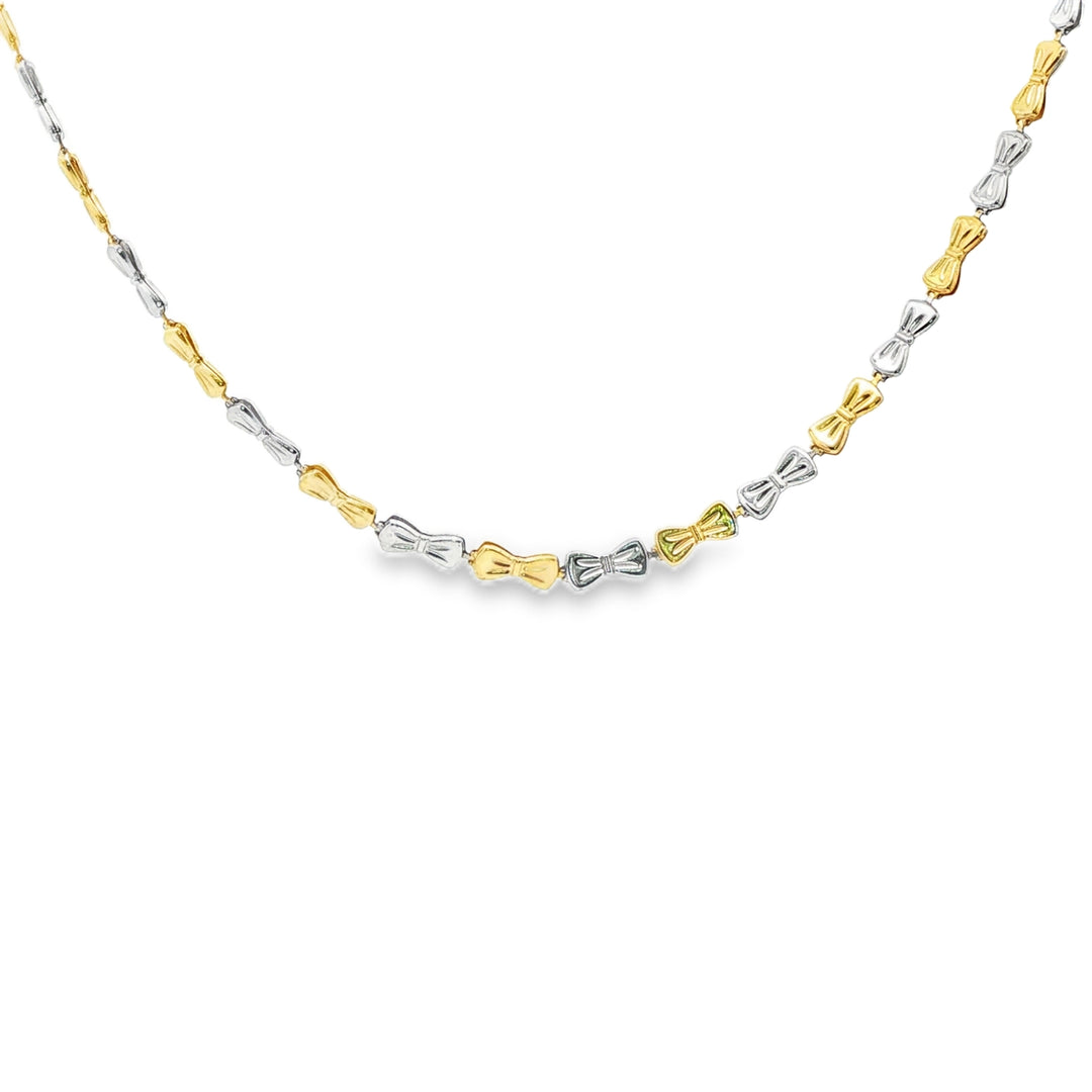 Yellow & White Gold Bow-Motif Chain Necklace