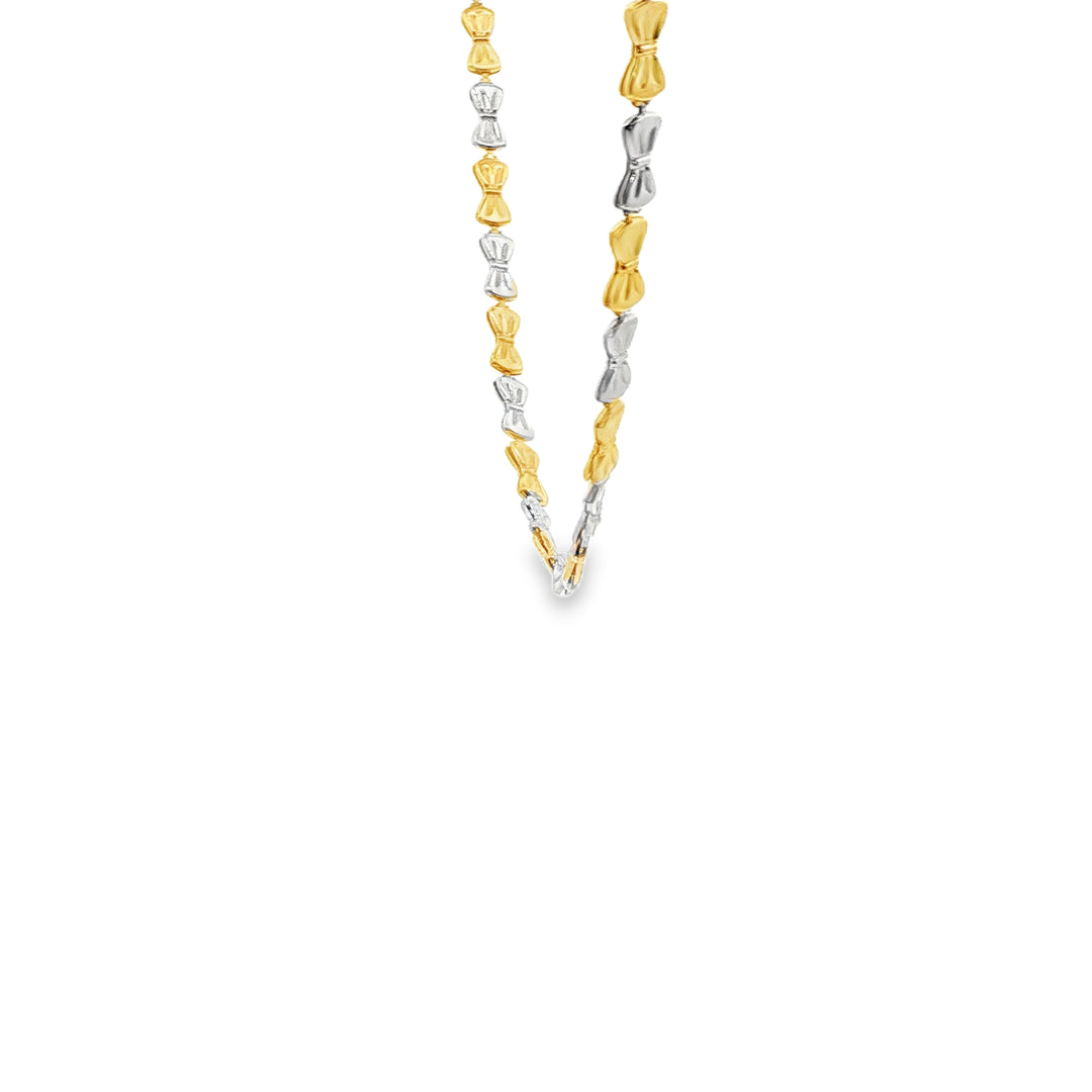 Yellow & White Gold Bow-Motif Chain Necklace