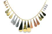 Modernist Tri-Gold Pendant Necklace