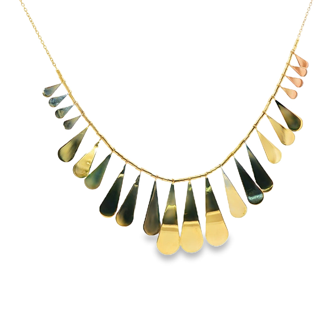 Modernist Tri-Gold Pendant Necklace