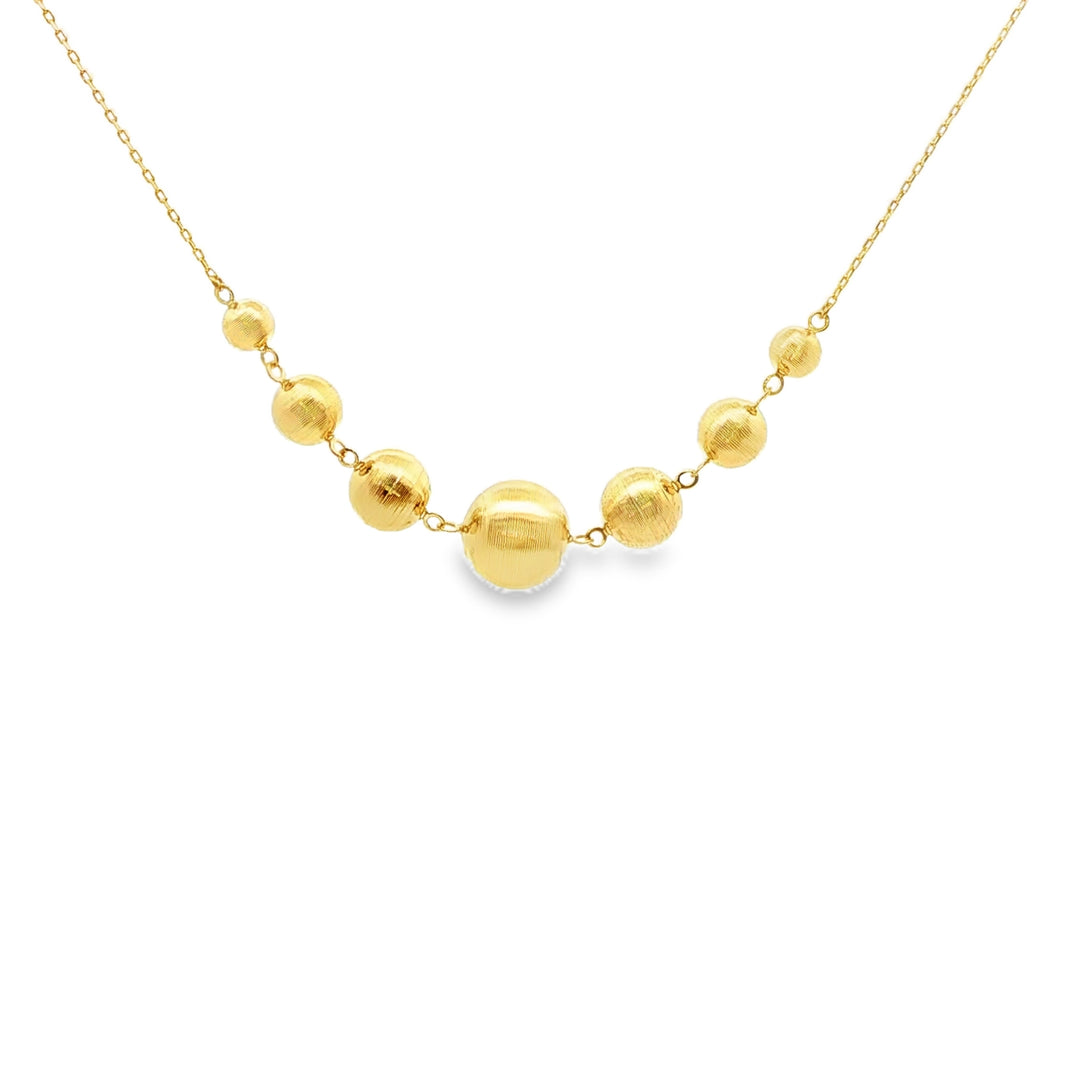 Yellow Gold Graduated Sphere Chain Necklace