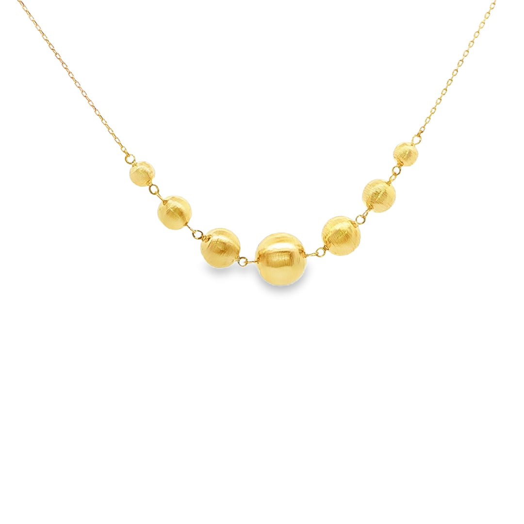Yellow Gold Graduated Sphere Chain Necklace