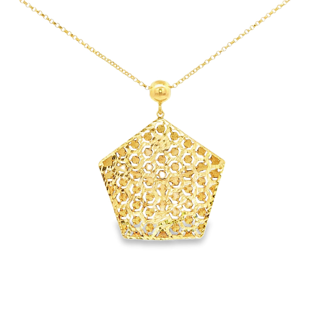 Elegant Yellow Gold Geometric Pendant Chain Necklace