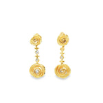 Load image into Gallery viewer, Yellow Gold Dangle Earrings with Round Brilliant Cut Diamonds