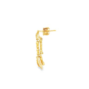 Yellow Gold Dangle Earrings with Round Brilliant Cut Diamonds
