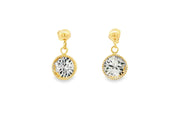 Yellow Gold Dangle Earrings with Brilliant-Cut Crystals