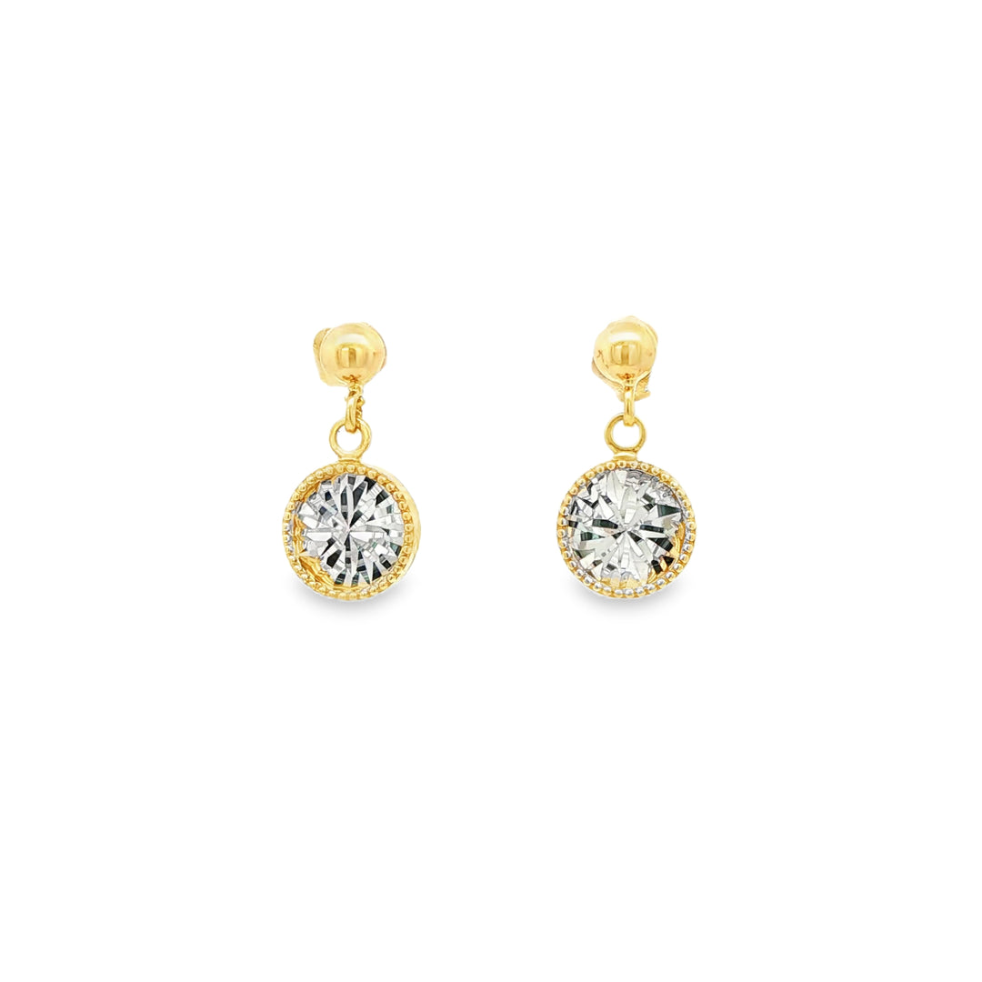 Yellow Gold Dangle Earrings with Brilliant-Cut Crystals