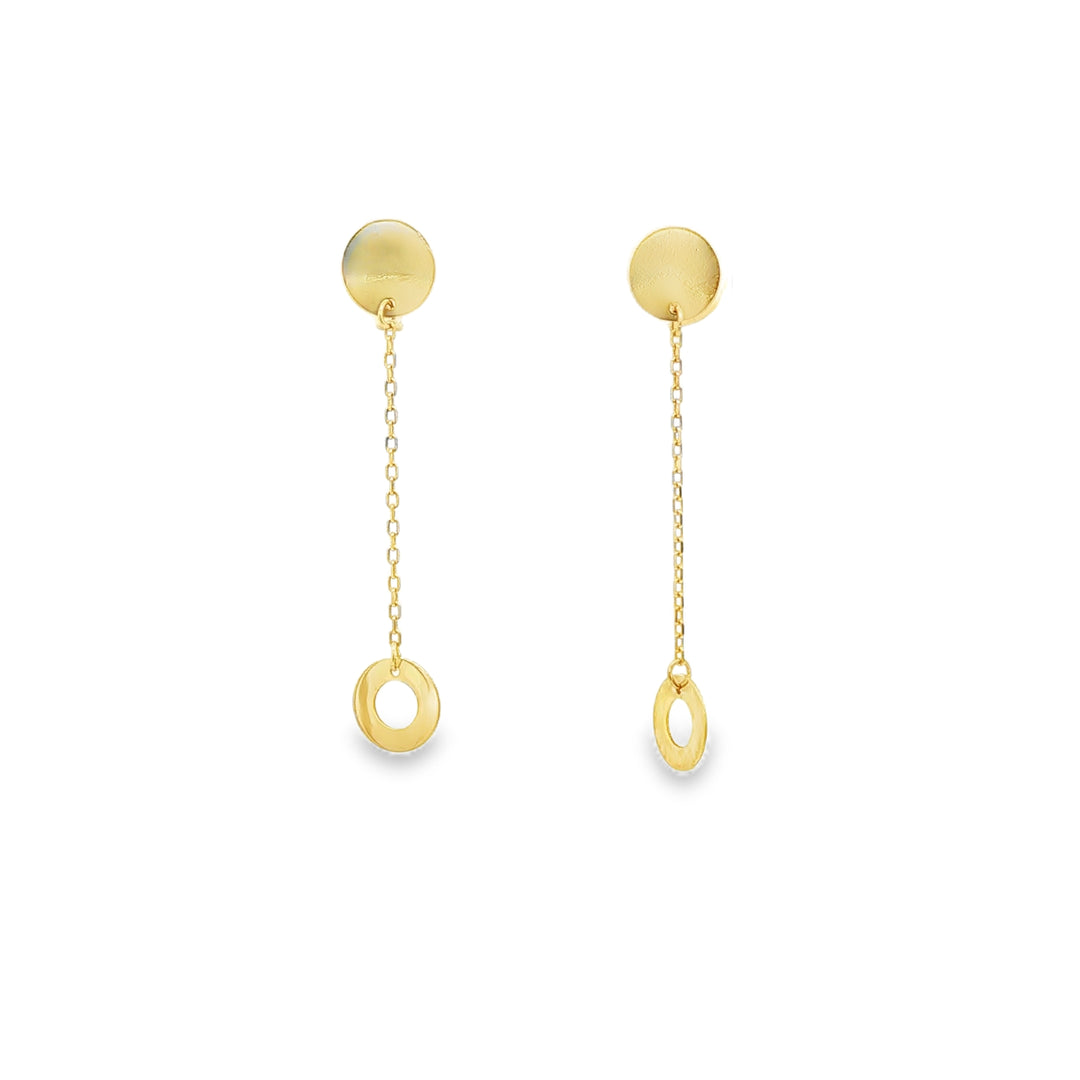 Yellow Gold Dangle Circle Earrings