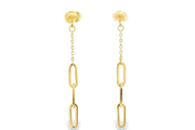 Elegant Yellow Gold Chain Link Dangle Earrings