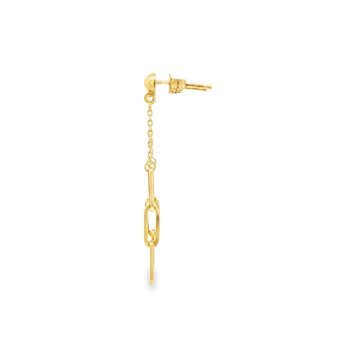 Elegant Yellow Gold Chain Link Dangle Earrings