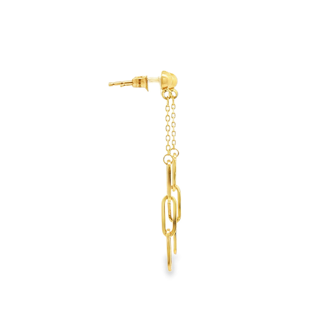 Elegant Yellow Gold Chain Link Dangle Earrings