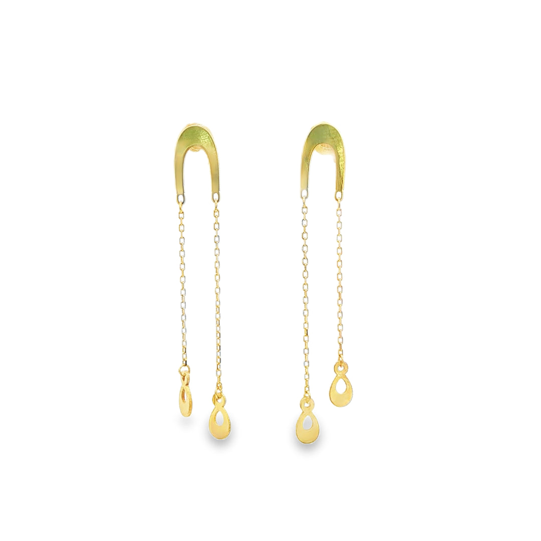 Yellow Gold Modern Teardrop Dangle Earrings