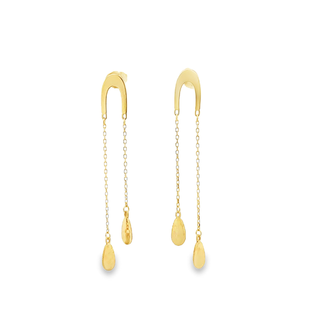 Yellow Gold Teardrop Dangle Earrings