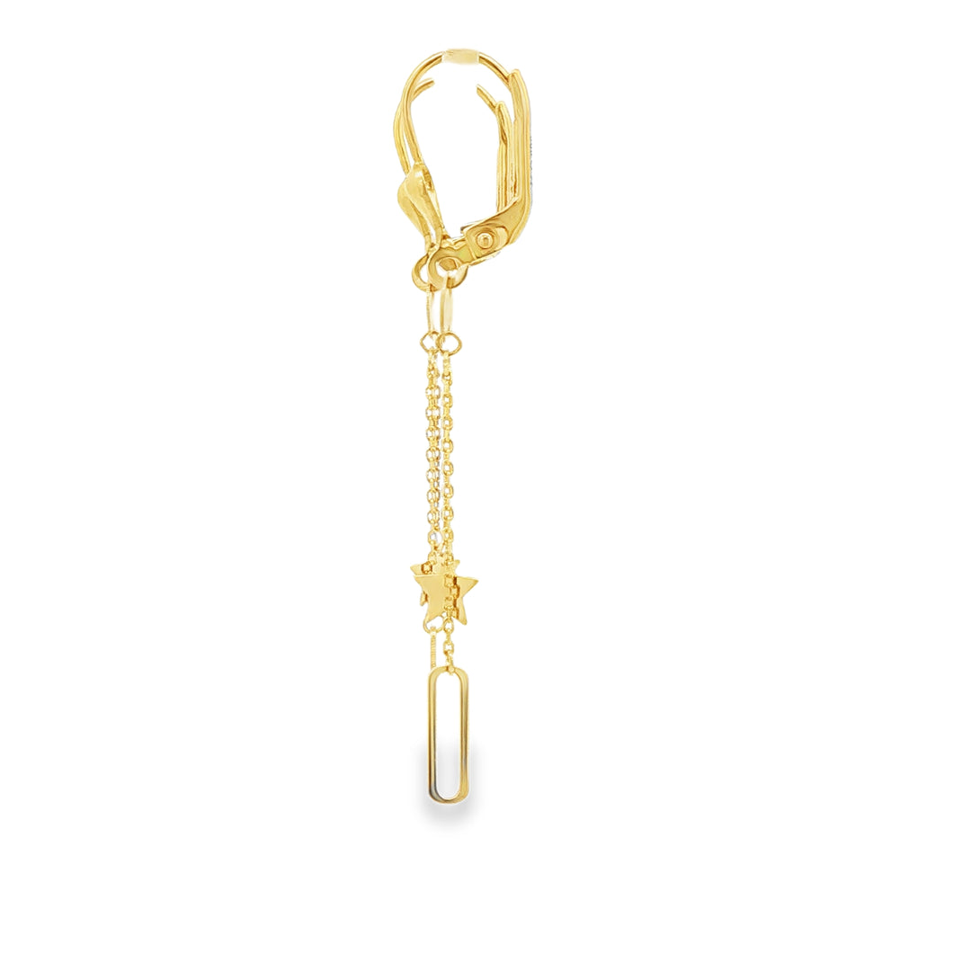 Modern Yellow Gold Dangle Earrings with Geometric Charms