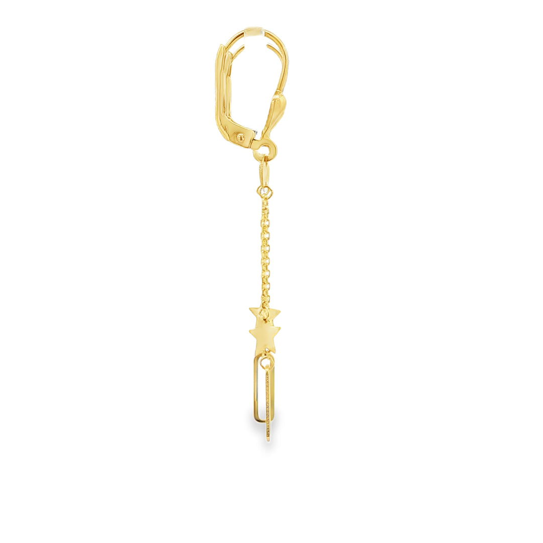 Modern Yellow Gold Dangle Earrings with Geometric Charms