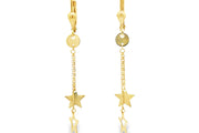 Yellow Gold Star Dangle Earrings