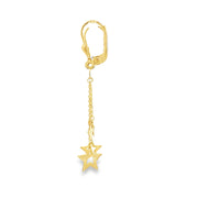 Yellow Gold Star Dangle Earrings