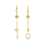 Load image into Gallery viewer, Yellow Gold Dangle Earrings with Heart Charms