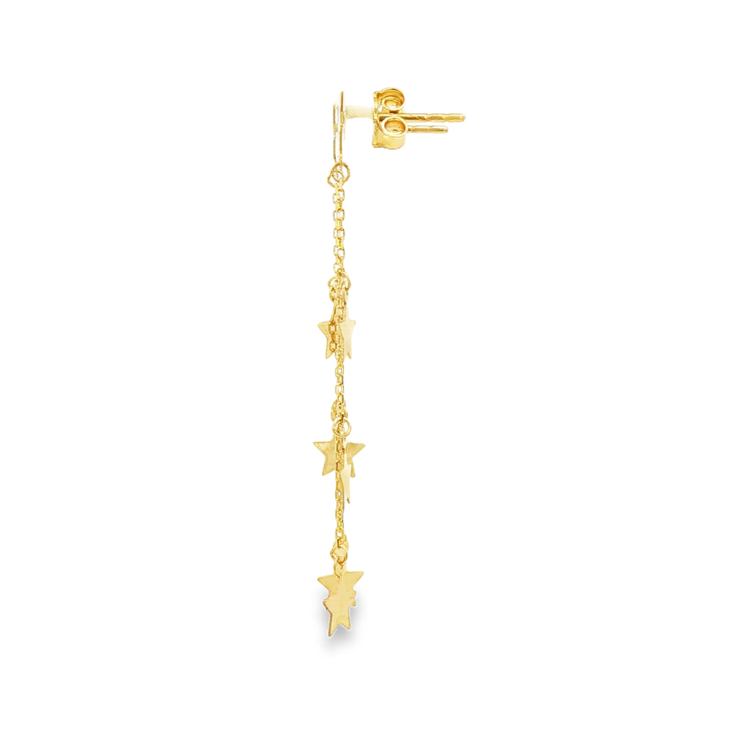 Delicate Yellow Gold Star Dangle Earrings