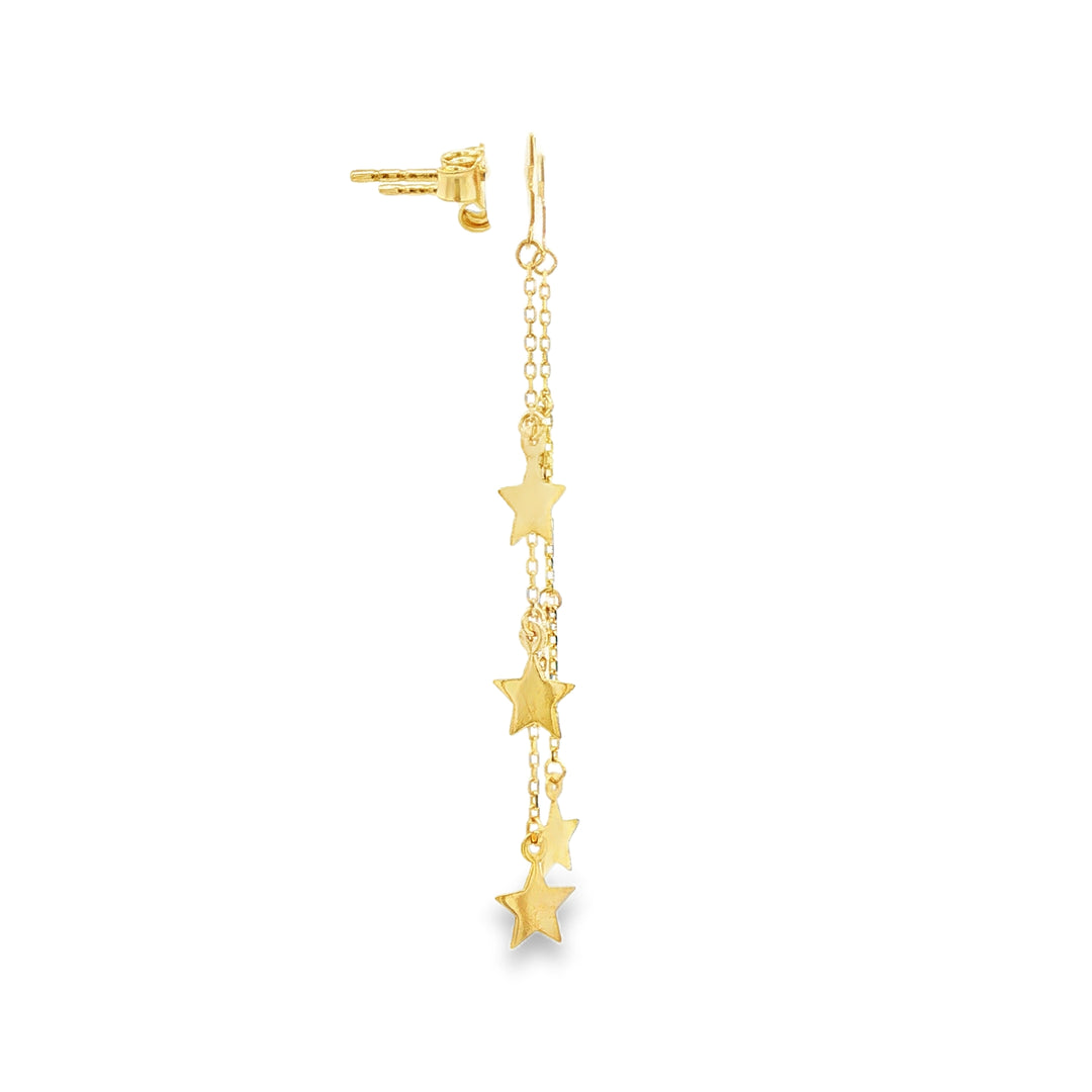 Delicate Yellow Gold Star Dangle Earrings