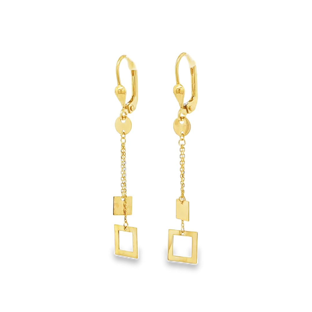 Yellow Gold Geometric Dangle Earrings