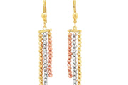Tri-Color Gold Bead Dangle Earrings