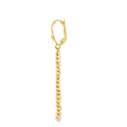Tri-Color Gold Bead Dangle Earrings
