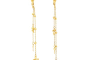 14k Yellow Gold Dangle Earrings with Cross Charms