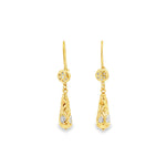 Load image into Gallery viewer, Yellow Gold Diamond Drop Earrings with Intricate Detailing