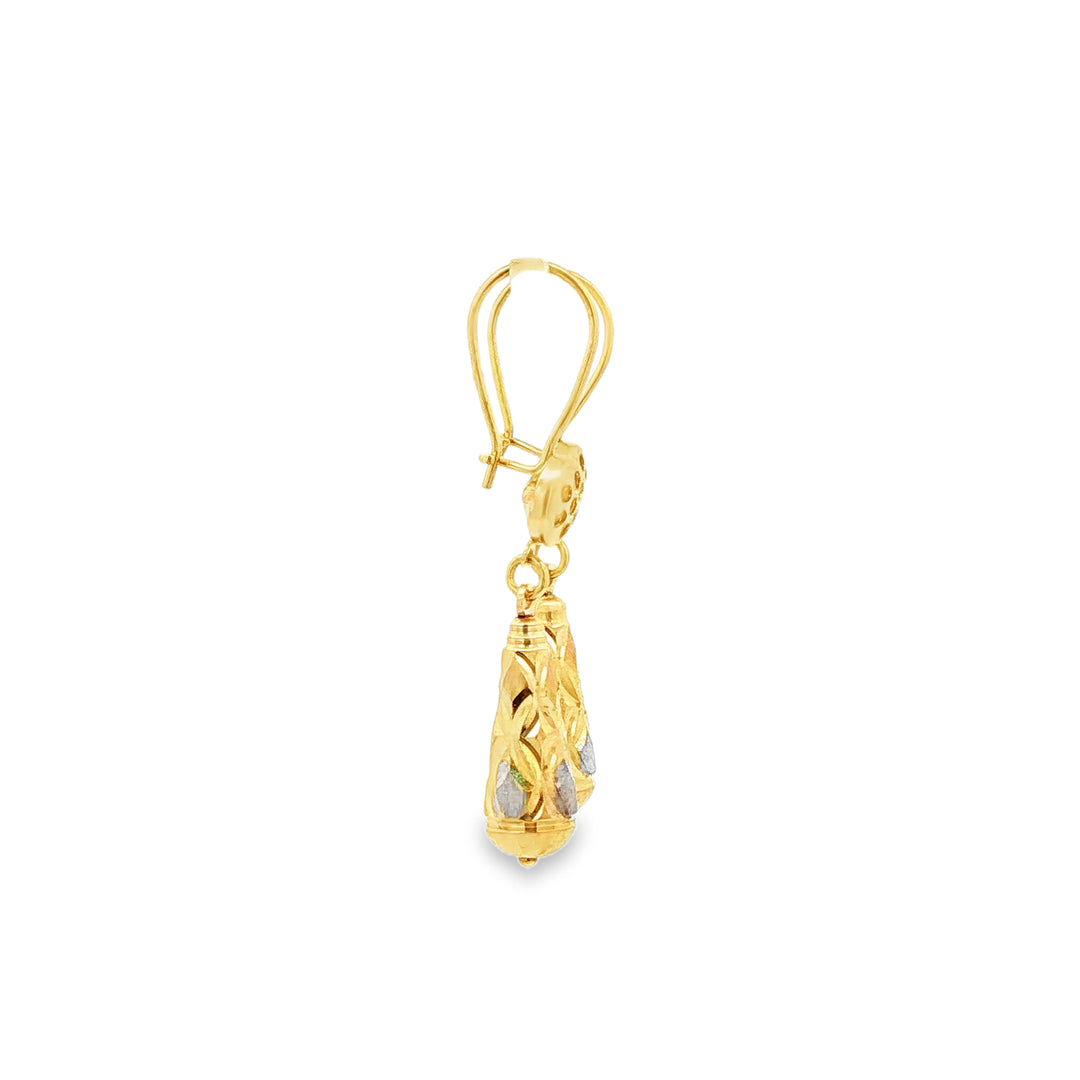 Yellow Gold Diamond Drop Earrings with Intricate Detailing