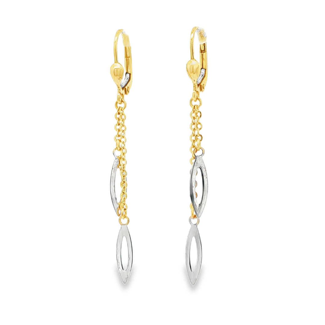 Elegant Yellow Gold Dangle Earrings with Open Marquise Accents
