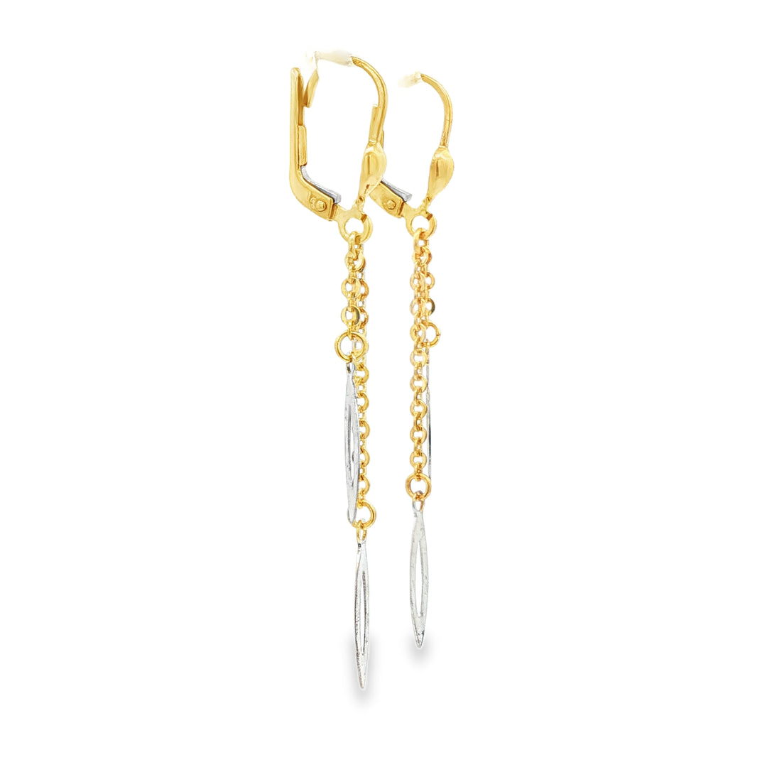 Elegant Yellow Gold Dangle Earrings with Open Marquise Accents
