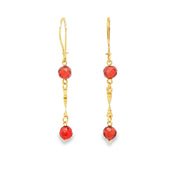 Yellow Gold Dangle Earrings with Brilliant-Cut Garnets