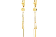 Contemporary Yellow Gold Chain Dangle Earrings