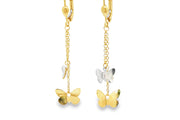 Butterfly Charm Dangle Earrings in Yellow Gold