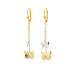 Load image into Gallery viewer, Butterfly Charm Dangle Earrings in Yellow Gold