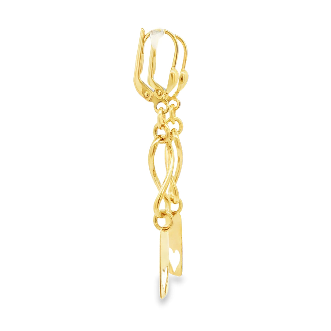 Yellow Gold Infinity Heart Dangle Earrings