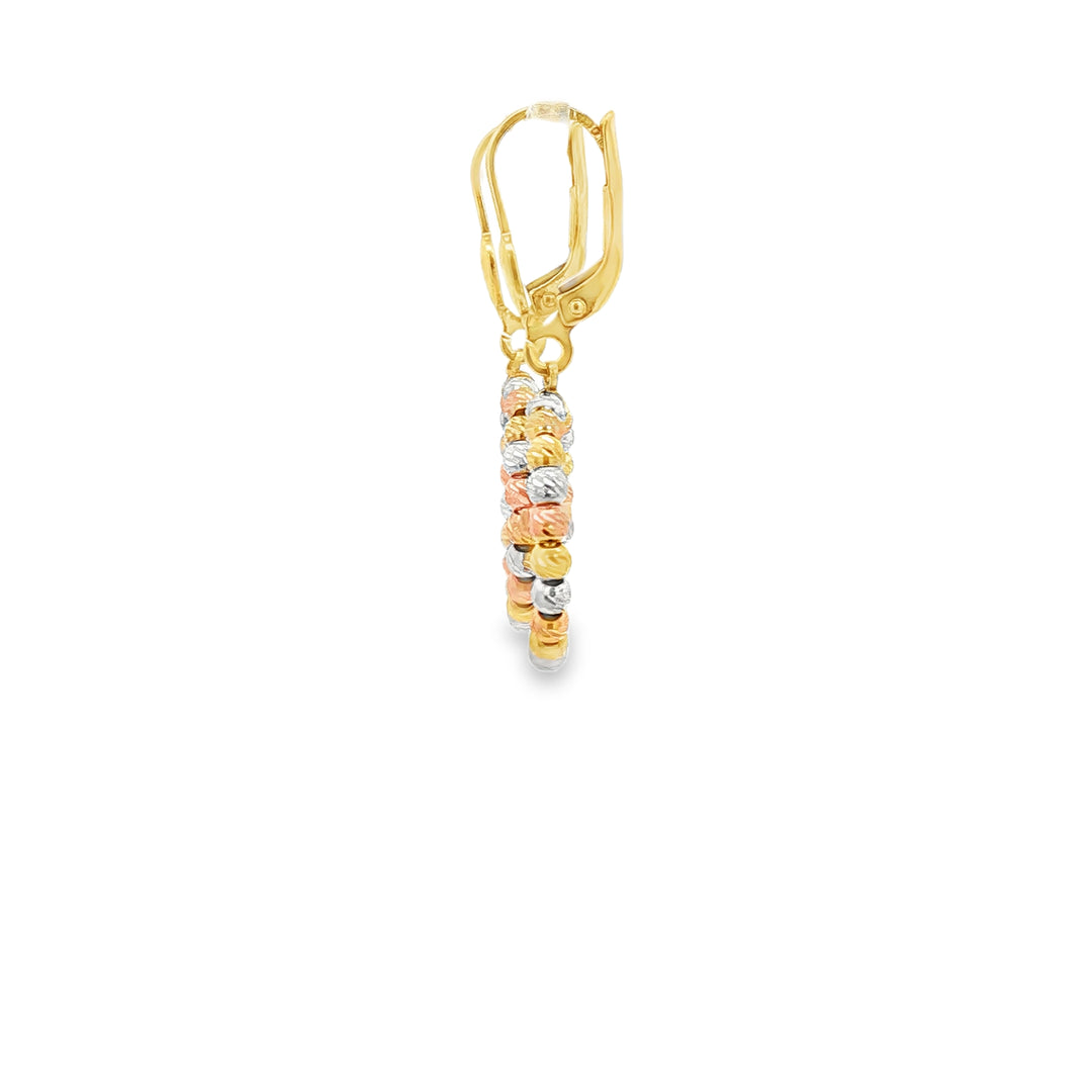 Tri-Gold Cross Dangle Earrings