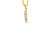 Tri-Gold Cross Dangle Earrings